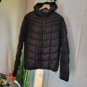 Lands' End Black Puffer Down Filled Jacket/Coat, Size Large Tall 42-44